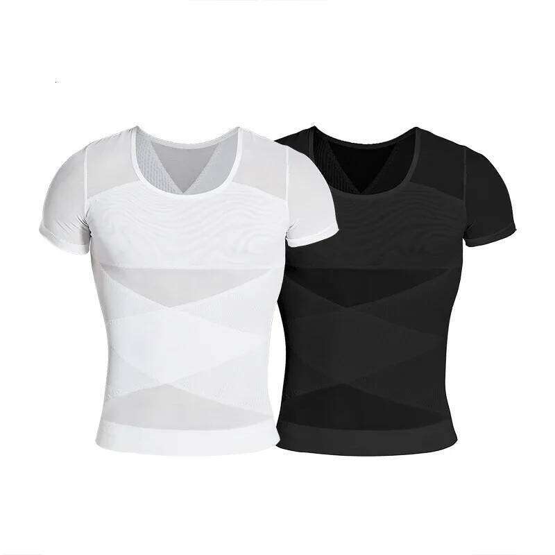 CXZD Men's Compression Shapewear Vest Undershirt Tank Top Workout Shirts Tummy Slimming Abdomen Body Shaper Waist Tops 26Y0313