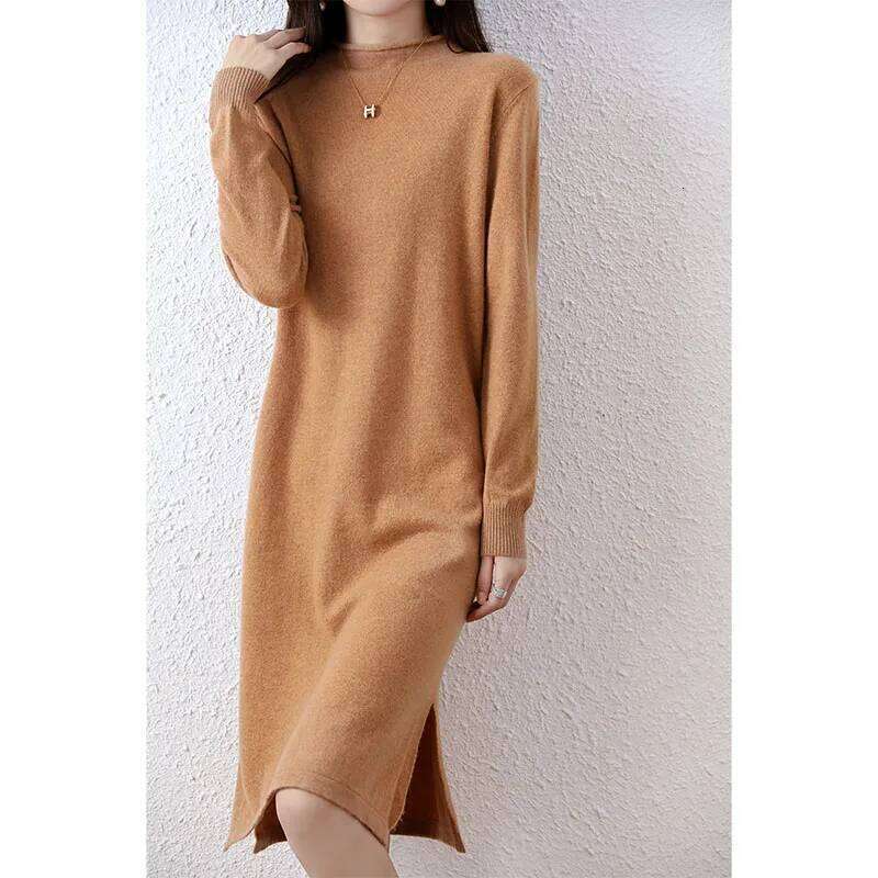 Tailor Sheep 100% Merino Wool Knitted Sweater Dress for Women Winter/Autumn O-Neck Female Dresses Long Style Jumper Girl Clothes Z260313