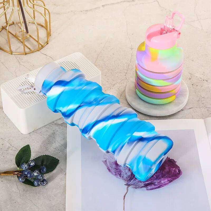 New Portable Silicone Water Bottle Retractable Outdoor Travel sports kettle 500ML Folding cup for household kitchen Z260313