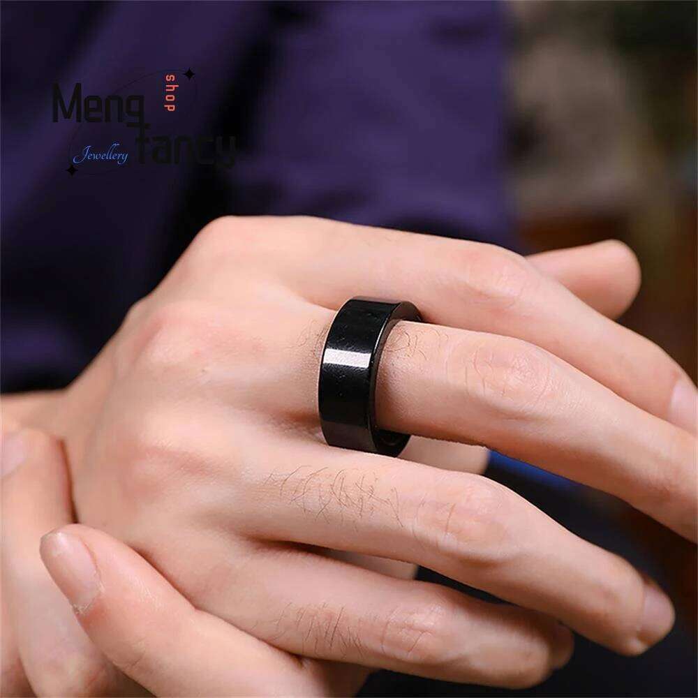 Genuine Natural A-goods Jadeite Ink Jade Couple Rings for Men and Women Exquisite Luxury Wedding Souvenir Fashion Charms Jewelry H260312