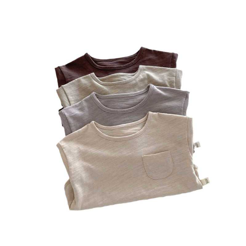 T-shirts Children's Bamboo Cotton T-Shirt Years Old Autumn Korean Children's Clothing Boys' Solid Color Base Shirt Baby Autumn Fashion