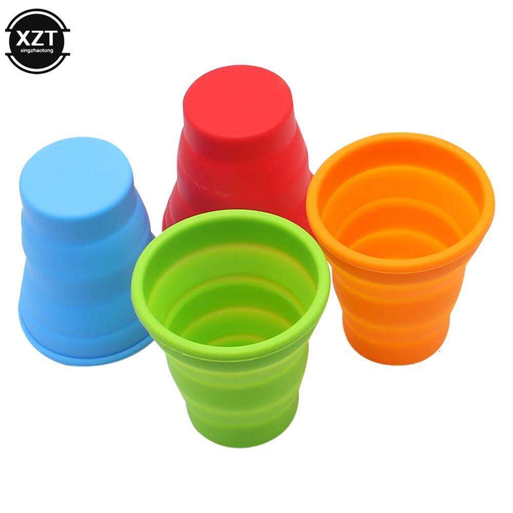 200ML Folding Mini Retractable Cup Silicone Portable Teacup Outdoor Travel Coffee Telescopic Drinking Mug with Lid Z260314