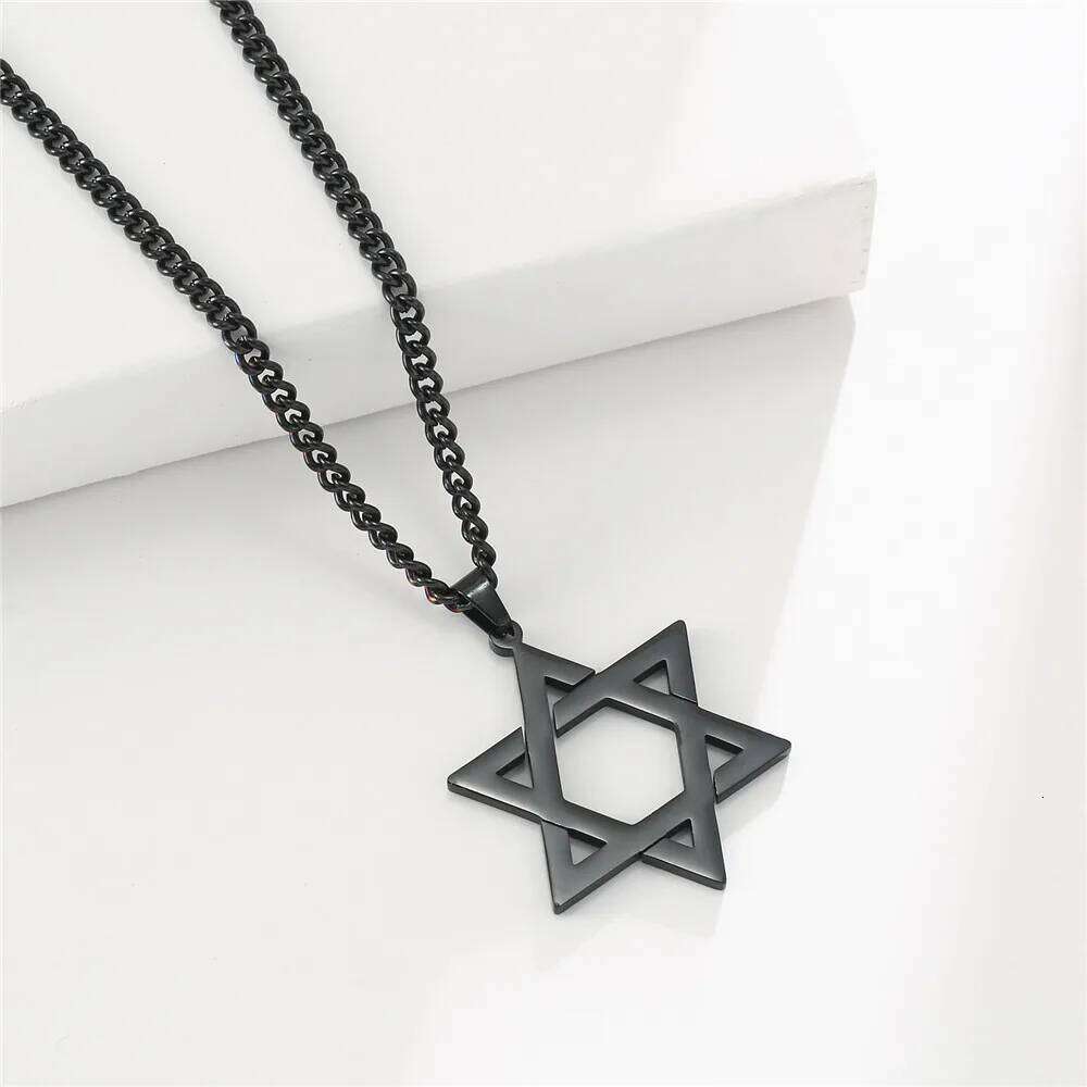 Skyrim Star of David Hexagram Choker Necklace for Men Women Gold Color Stainless Steel Neck Chain Israel Jewish Judaism Jewelry H260312