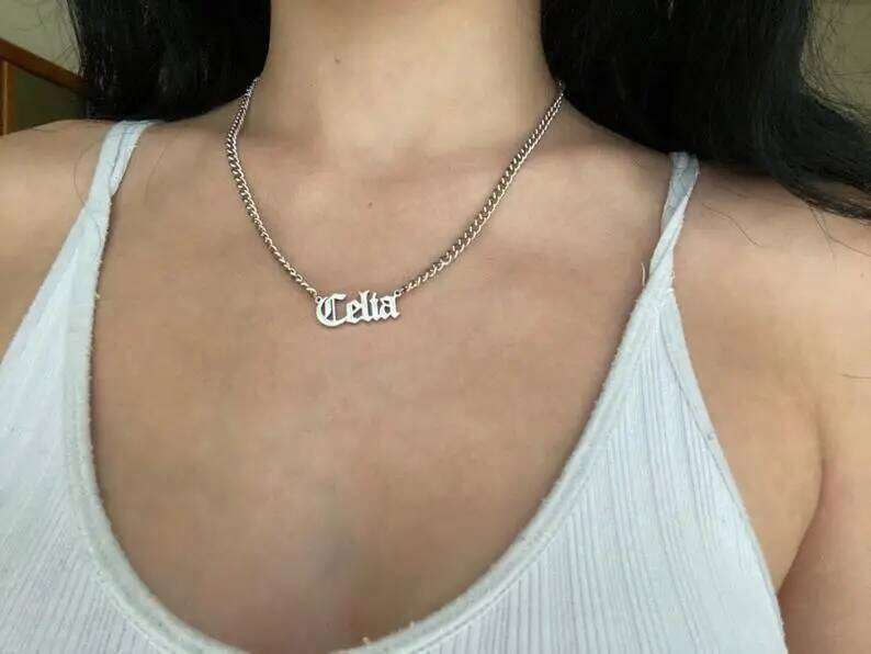 Men 3MM Cuban Chain Old English Name Ladies Hip Hop Necklace Accessories Custom Stainless Steel H260312