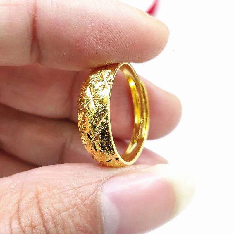 Long Lasting rs' Star Opening Ring for Men and Women Imitation Pure Plated Real 18k Yellow Gold 999 24k Euro Jewelry Never F H260312