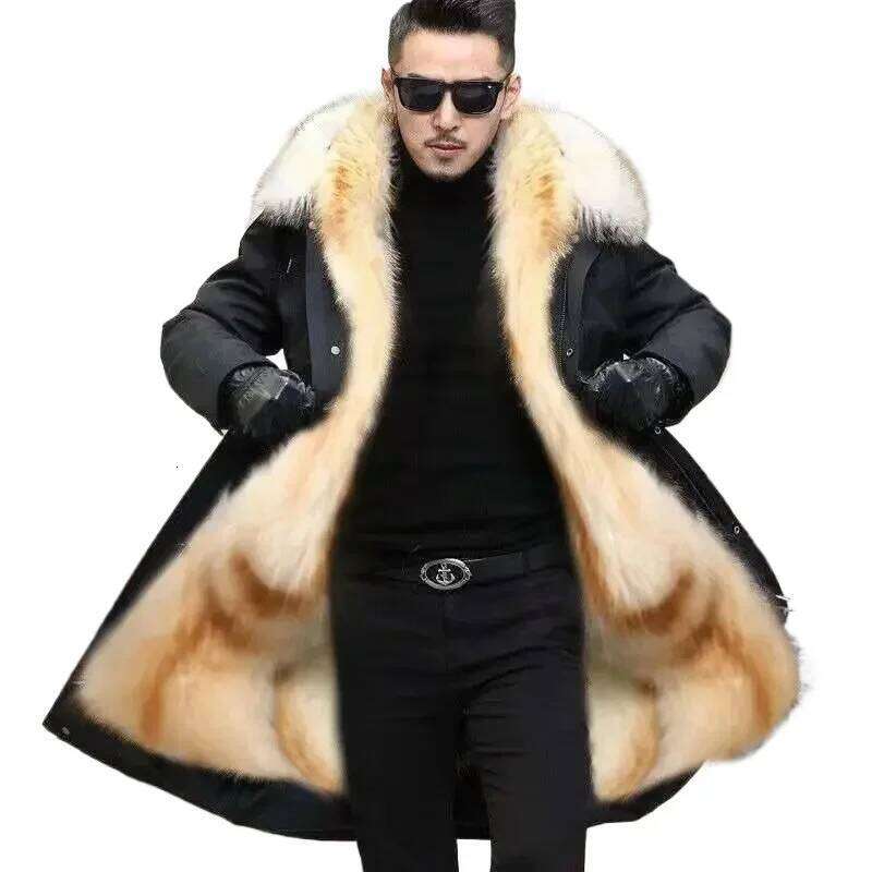 Lined Parkas Men Faux Fur Big Size Hooded Warm Coat Snowsuit High Quality Clothing Zipper Long Sleeve JJ991 Z260313