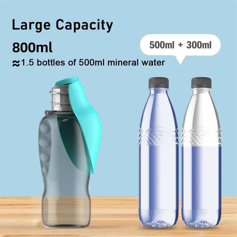800ml Portable Dog Water Bottle For Small Large Dogs Cat Outdoor Leakproof Walking Drinking Bowls Chihuahua Bulldog Supplies 26W0313