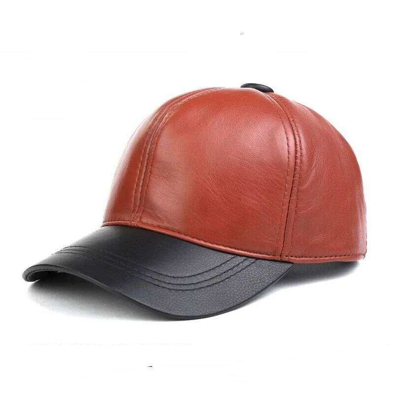 Sheepskin Baseball Cap Adjustable Block Fashion Spring Winter Candy Color Real Leather Hip Pop Hat Z260314