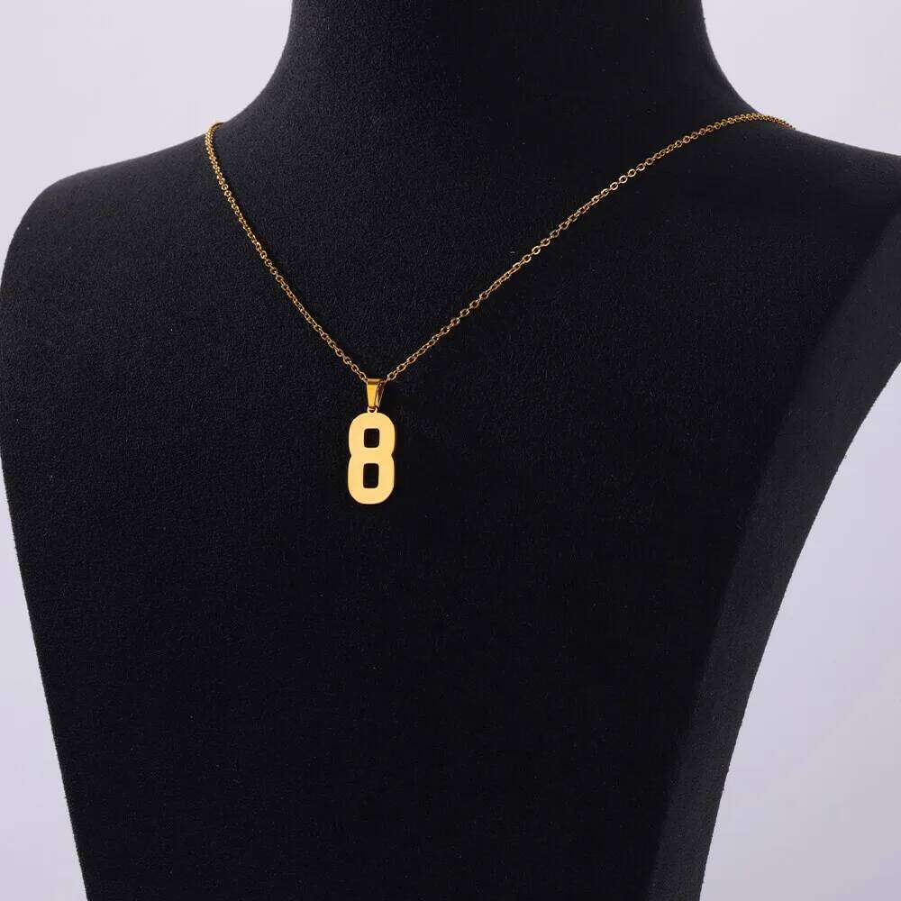 Stainless Steel Angel 0 1 2 3 4 5 6 7 8 9 Necklace For Women Men Lucky Number Gold Color Chain Necklaces Jewelry Gift H260312