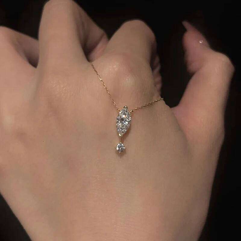 ENSHIR Water Droplet Zircon Pendant Necklace For Women Clavicle chain Simple Lady Daily Jewelry Gift Wholesale H260312