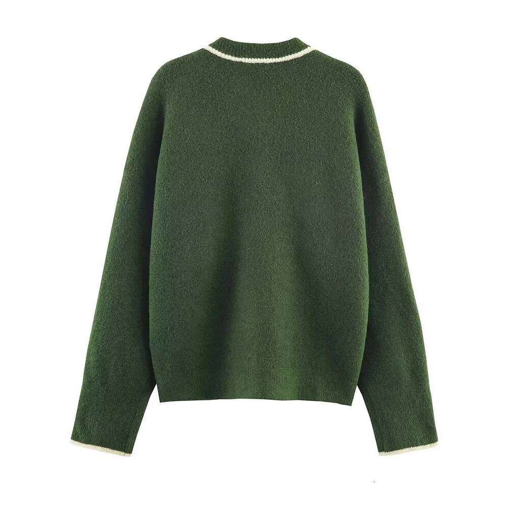 2025 Fashion Contrast Striped Long Sleeve Button Cardigan Women Hight Street Elegant Knitted Jacket Z260313