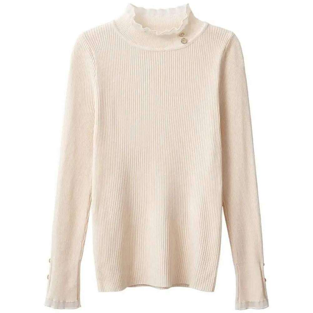2025 Knitted Women Sweater O-neck Button Pullovers Autumn Winter Basic Sweaters for Female Pullover Slim Solid Bold Lace Tops Z260313