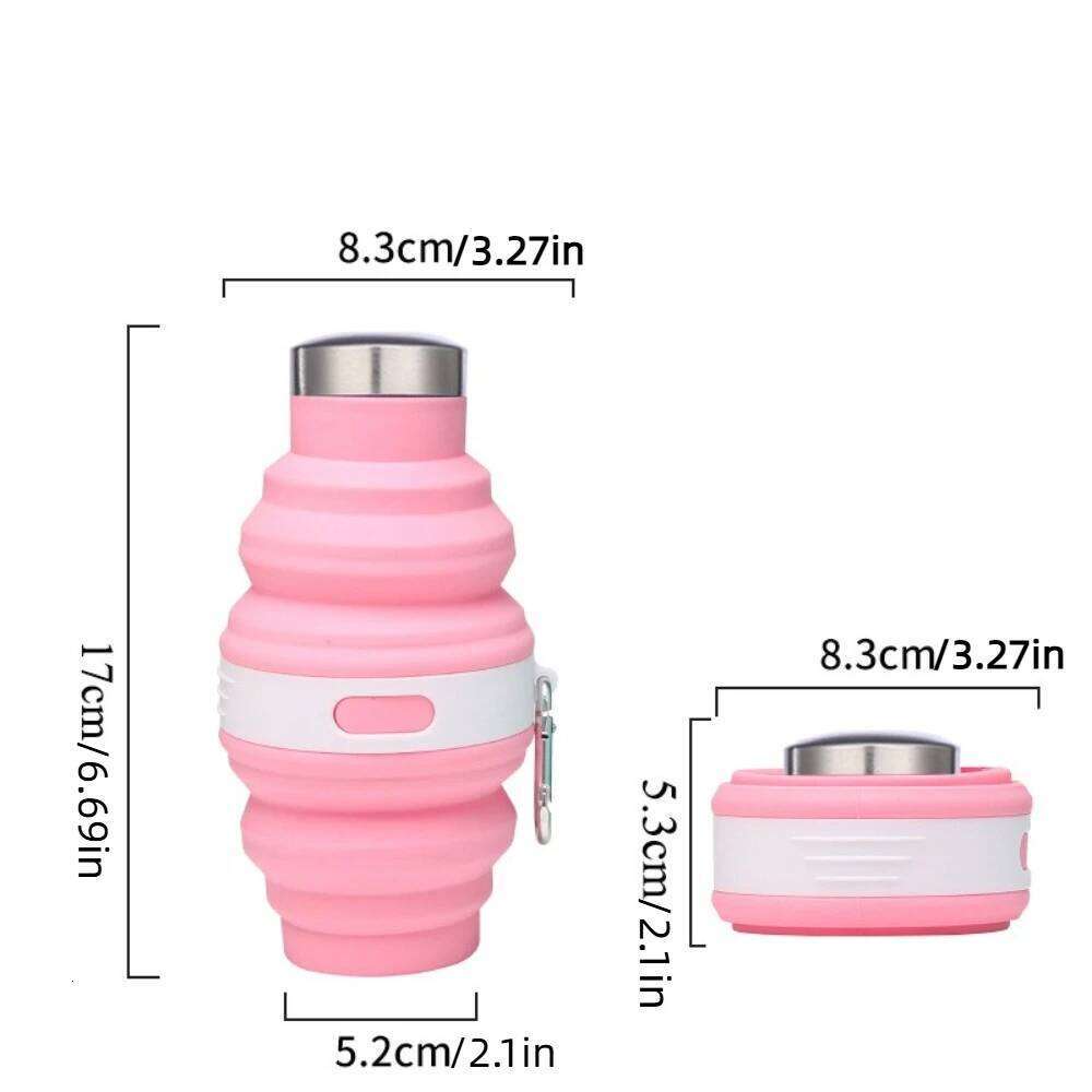 Reusable 475ml Collapsible Water Bottles Retractable Silicone Hiking Portable with Carabiner Folding Drink Cups Coffee Z260314