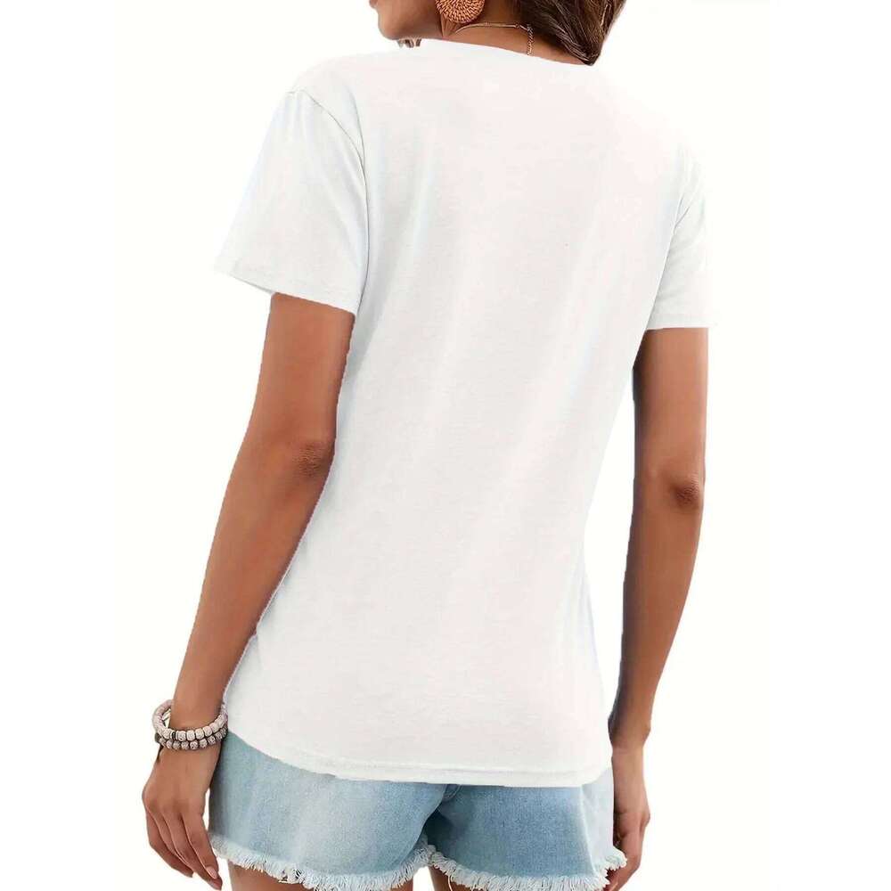 Charming Cat Print Casual Crew Neck Short Sleeve Top Urban Style Printed T-Shirt Fashionable for Women Trendy Z260314