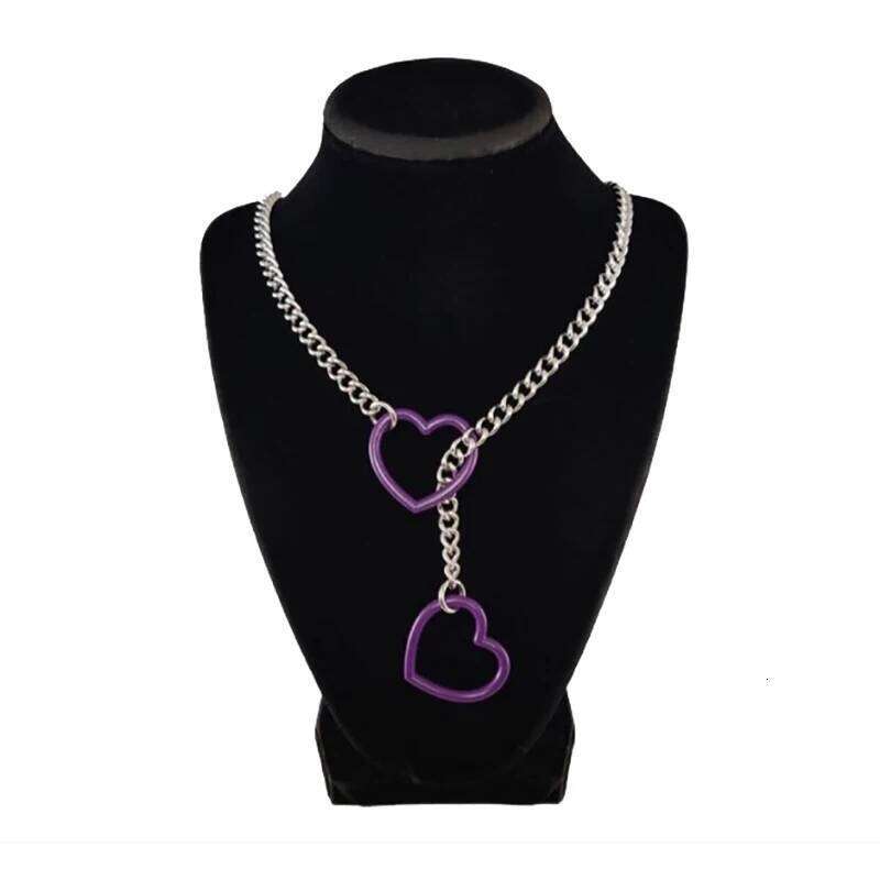 Punk Rock Exaggerate Personality Heart O-Ring Slip Chain For Women Girls Simple Versatile Long Necklace Jewelry Accessories Gift H260312