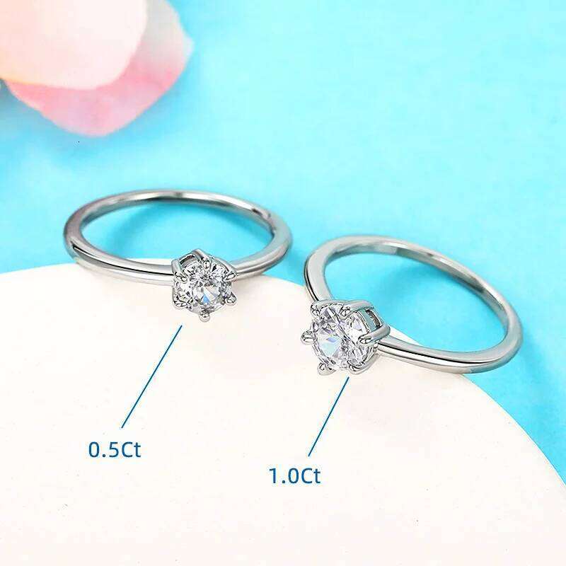 Huitan 5/6.5MM Cubic Zirconia Rings Simple and Elegant Women's Accessories for Engagement Wedding Hot Sale Statement Jewelry H260312