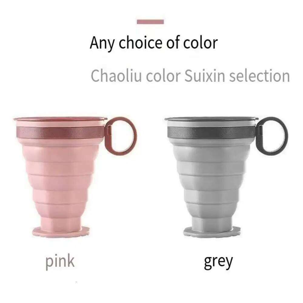 Tethered coffee covered water folding mouthwash cup, silicone folding, portable for travel Z260313