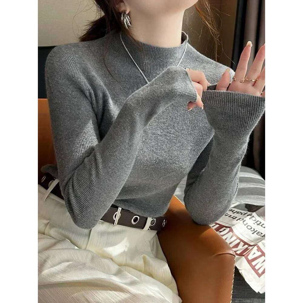 Fashion Stretch Tops 2025 Korea New Turtleneck Women Pullovers Long Sleeve Bottoming Knitted Sweater Z260314