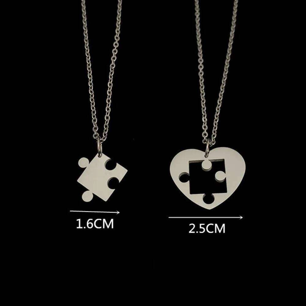 Simple Puzzle Heart Pendant Matching Necklace Couple Good Friends Ladies Men Hip Hop Sweater Chain FashionCollar H260312