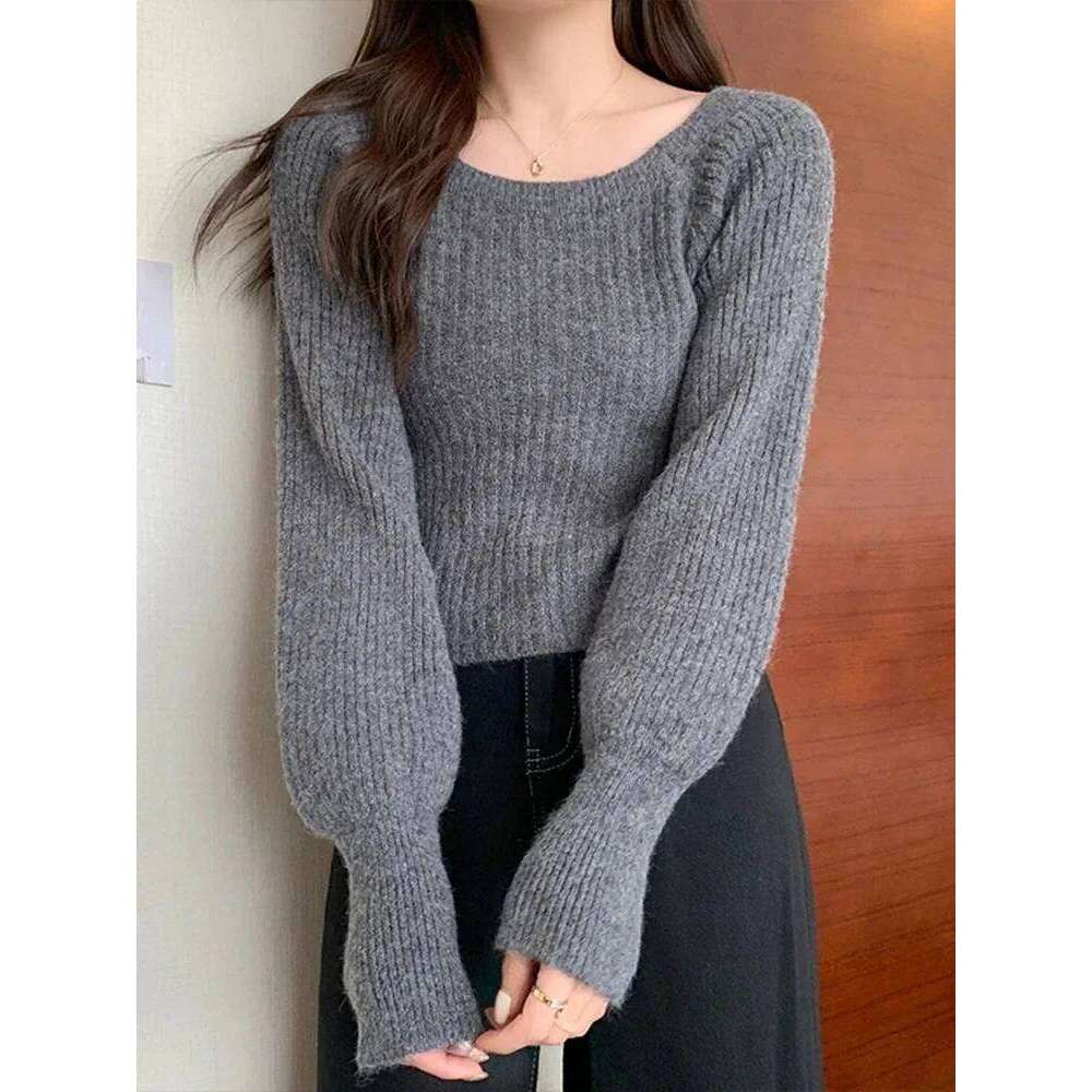 Autumn Winter Loose Sweaters Casual Soft Long Puff Sleeve Pullovers Jumpers Knitwear Basic Sweater For Women Tops Z260313