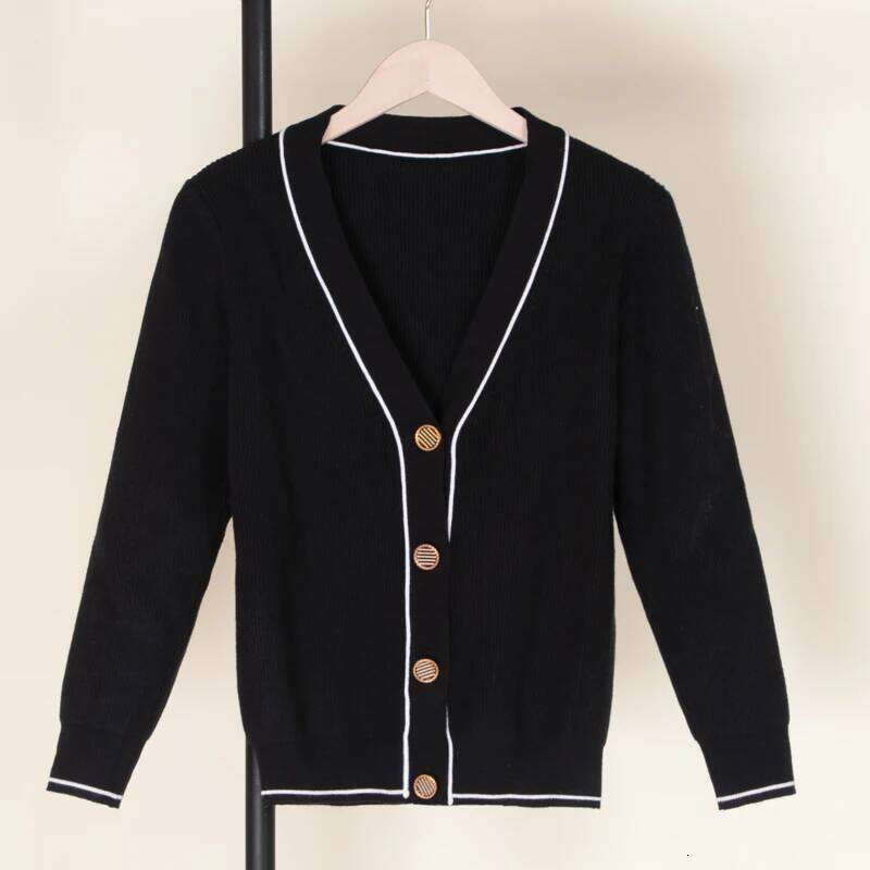 Tricot Knitted Ladies Sweaters Black Cardigan Female Clothing Women's Coat Spring 2025 Blouses Crochet Top Outerwear Cropped Z260313