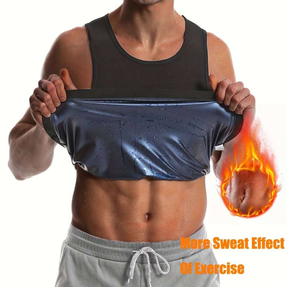 Men's Sauna Suit Shirt - Heat Trapping Sweat Compression Vest, Shapewear Top, Gym Exercise Versatile Shaper Waist 26Y0313