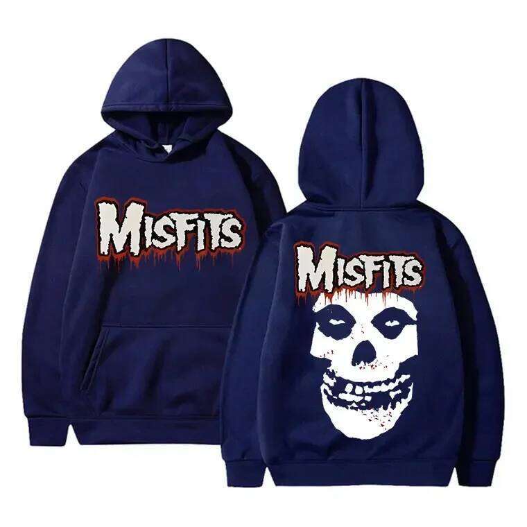 Horror Punk Misfits Skull Rock Print Hoodie Male Fleece Cotton Sweatshirt Men Women Gothic Vintage Long Sleeve Hoodies Z260314