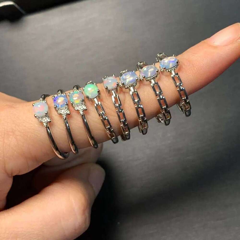 MM Natural Opal Adjustable Female Ring Jewelry for Women Gift Wholesale High Quality Vintage Fine H260312