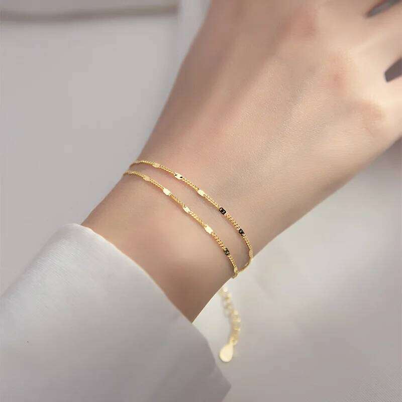 stainless steel Double-Layer Chain For Women Simply Shiny Bracelet Korea Student Hand Accessories Z260313