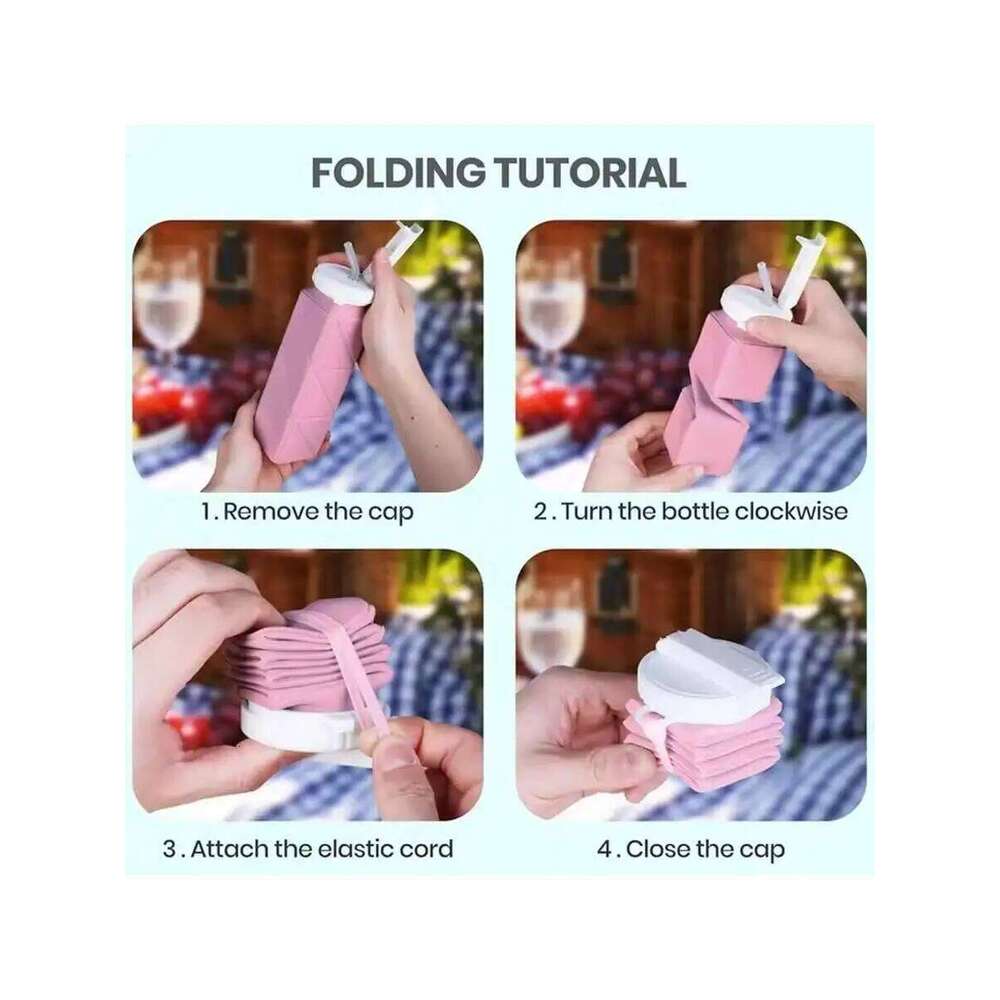 1pcs 620ml Square Silicone Folding Mug Portable Food Grade Sports Water Bottle Retractable for Gym Camping Hiking Travel Z260313