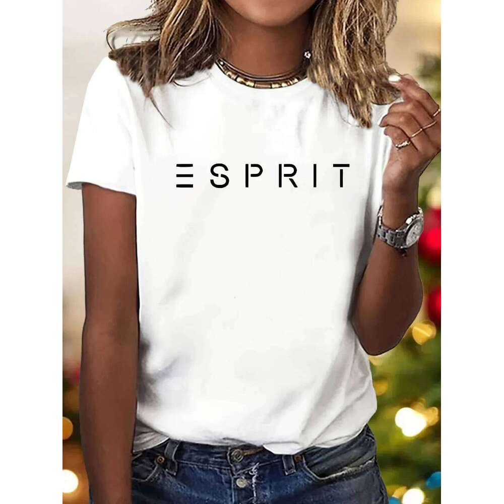 WomenS Graphic Casual Crew Neck Short Sleeve T-Shirt with Letter Everyday Tshirt Bold Print Tee Z260314