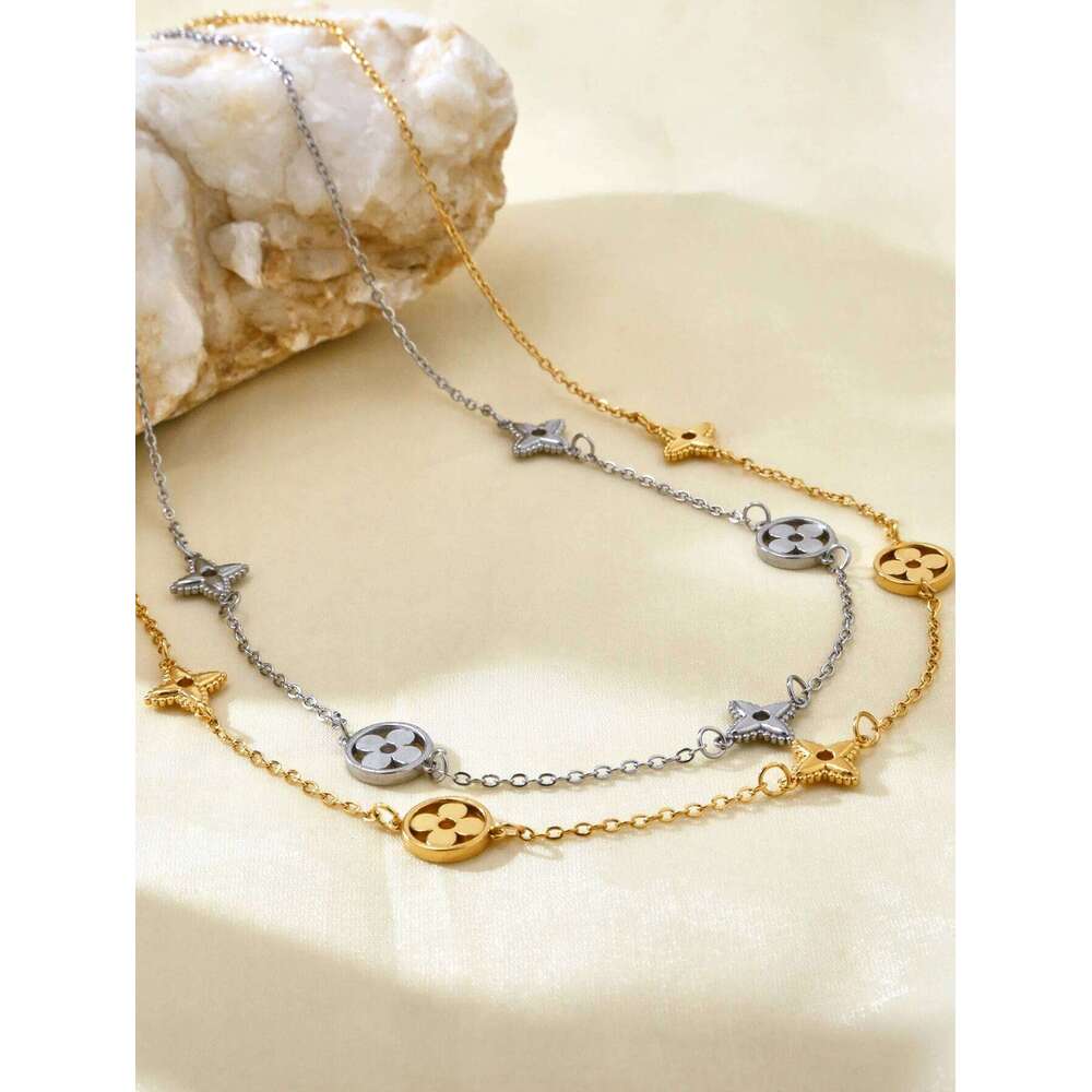 Fashion Simple Temperament Old Money Style Senior Sense Of Stainless Steel 18K Gold-Plated Cr Necklace For Women H260312