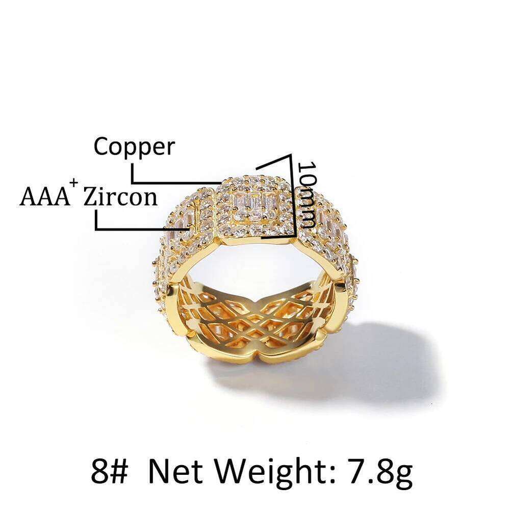 TBTK Fashion Silver Color 8mm/10mm Baguettecz Cluster Ring Square Zirconia Stones Luxury Jewelry Unisex H260312