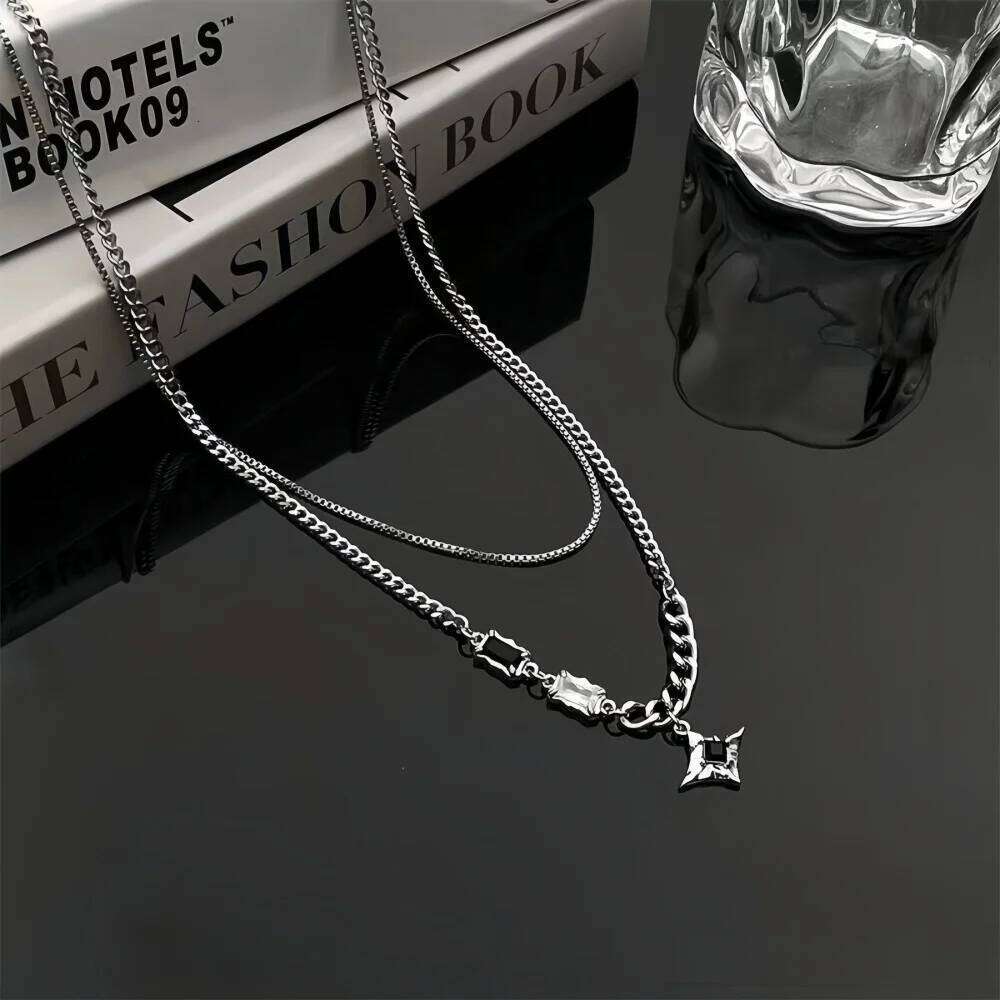 Simple Multilayer Clavicle Chain Men Retro Zircon Stars Pendant Necklace Fashion Design Women Jewelry H260312