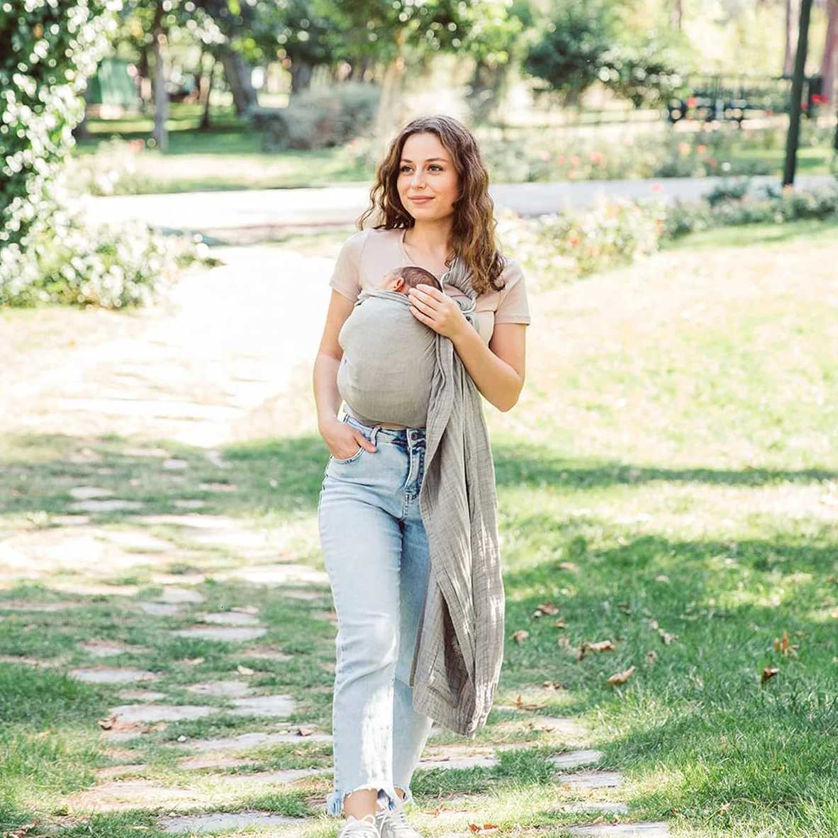 Easy-to-Use Baby Sling Double-Ring Adjustable Carrier Breathable Wrap for Newborns Hands-Free Parent Support X260313