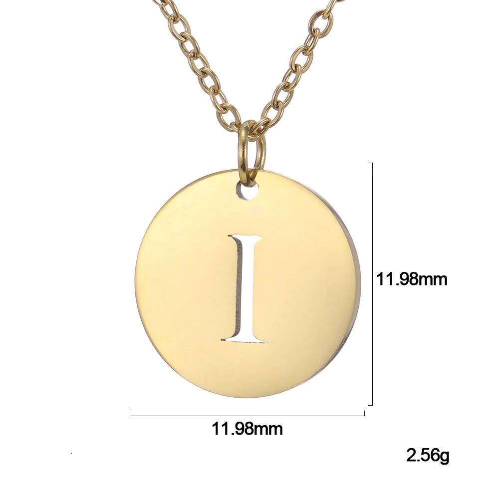 Cazador Gold Color 26 Initial Letter Necklace Stainless Steel Alphabet Round Pendant Choker Necklaces Jewelry for Women 2024 H260312