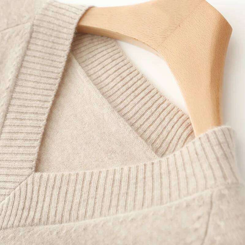 Autumn Winter Women100%Merino Wool V-neck Long-sleeved Dress Women's Pullover Solid Color Fashion Basic Knit Skirt Z260313