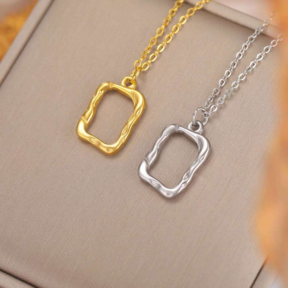 Skyrim Irregular Quadrilateral Pendant Necklace Women Girls Stainless Steel Neck Chain Minimalist Trendy Geometric Jewelry Gift H260312