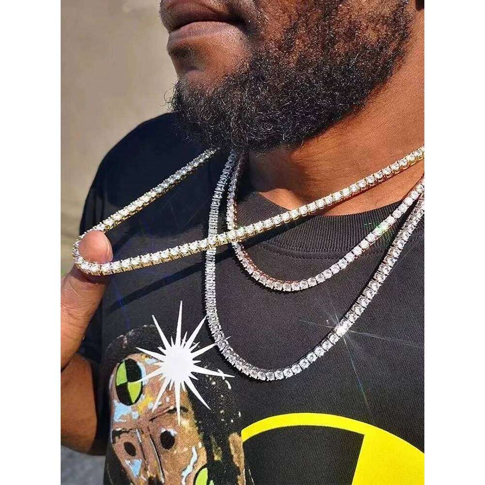 Hip Hop Acrylic Crystal Tennis Chain Men Rock Choker Necklace For Women Fashion Party Jewelry Gift H260312