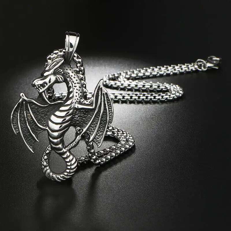Evil Dragon Pendant Necklace for Men Women Hip Hop Punk Stainless Steel Keel Chain Fashion Jewelry Trendy Accessories Gifts H260312