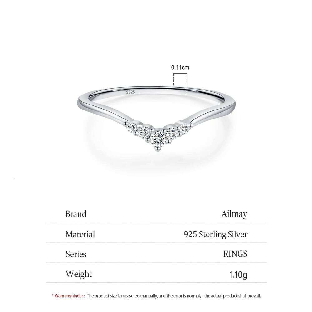 Ailmay 925 Sterling Silver V-Shaped Dolphin Fish Tail Design Ring For Female Fashion Mother's Day Gift Jewelry H260312