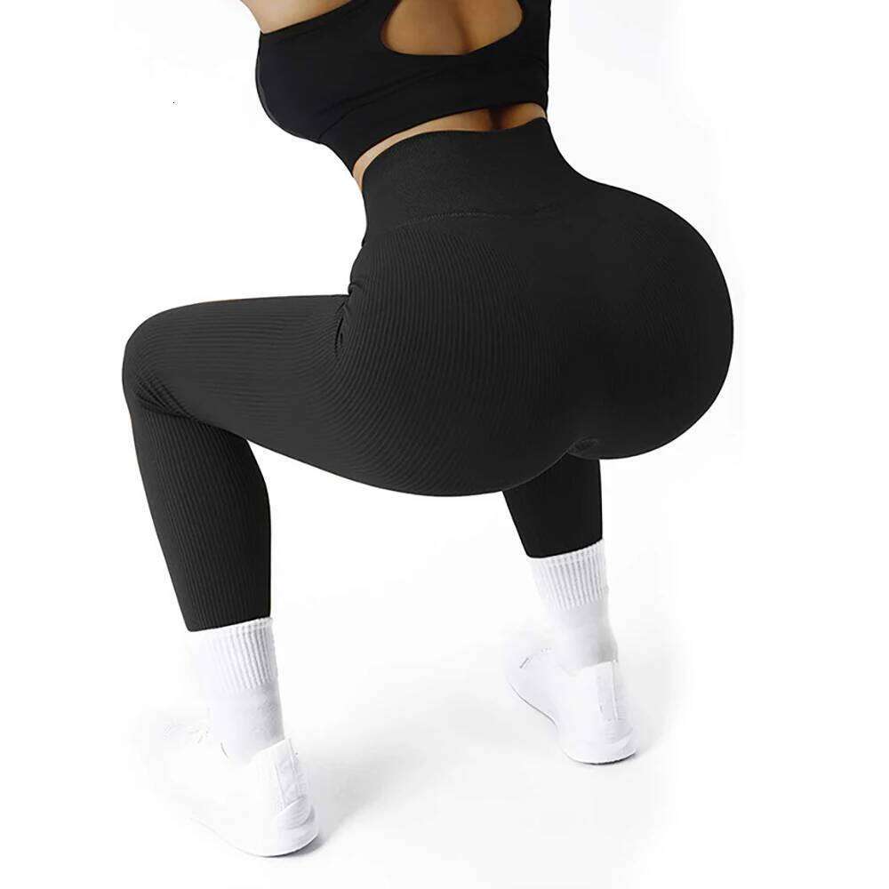 Women Ribbed Seamless High Waisted Gym Yoga Pants Push Up Leggings Athletic Fitness Workout Leggins Booty Sport Tights 26Y0313