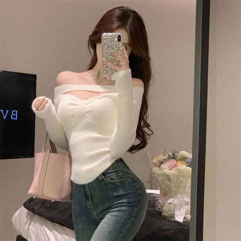 2025 Spring Elegant Pullover Women Casual Solid Korean Style Long Sleeve Knitted Sweet Soft Sweater Female Y2K Crop Tops Z260314