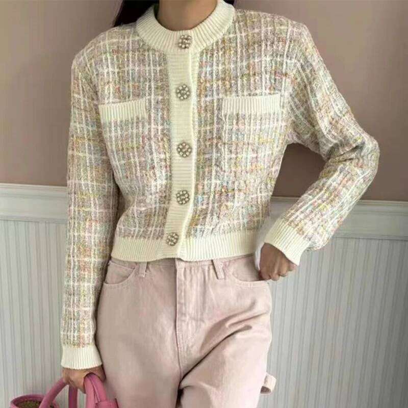 Korean Vintage Sweater Cardigan Women Crop Tops Knitwear Autumn Winter Long Sleeve Single-breasted Stylish Chic Ladies Jumpers Z260313
