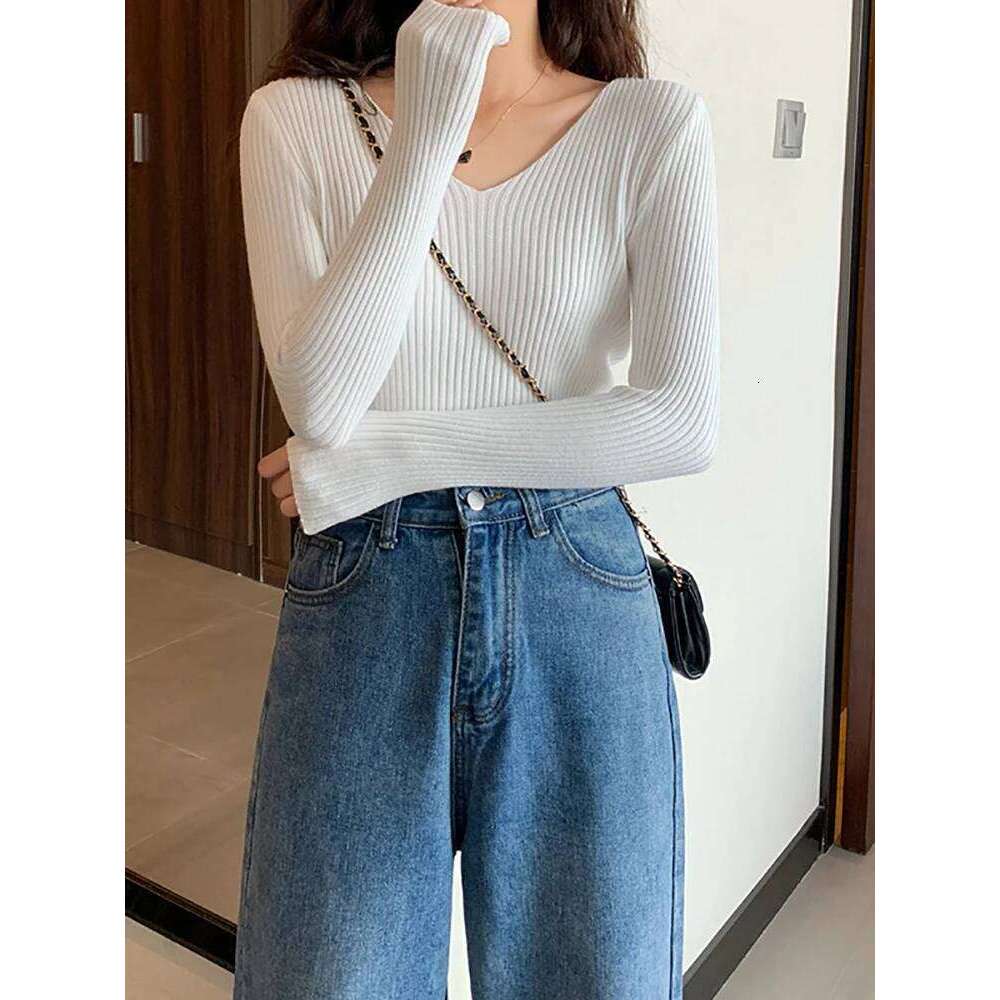 2025 Basic B-neck Solid Autumn Winter Pullover Women Female Knitted Ribbed Slim Long Sleeve Badycon High Quality Sweater Z260313