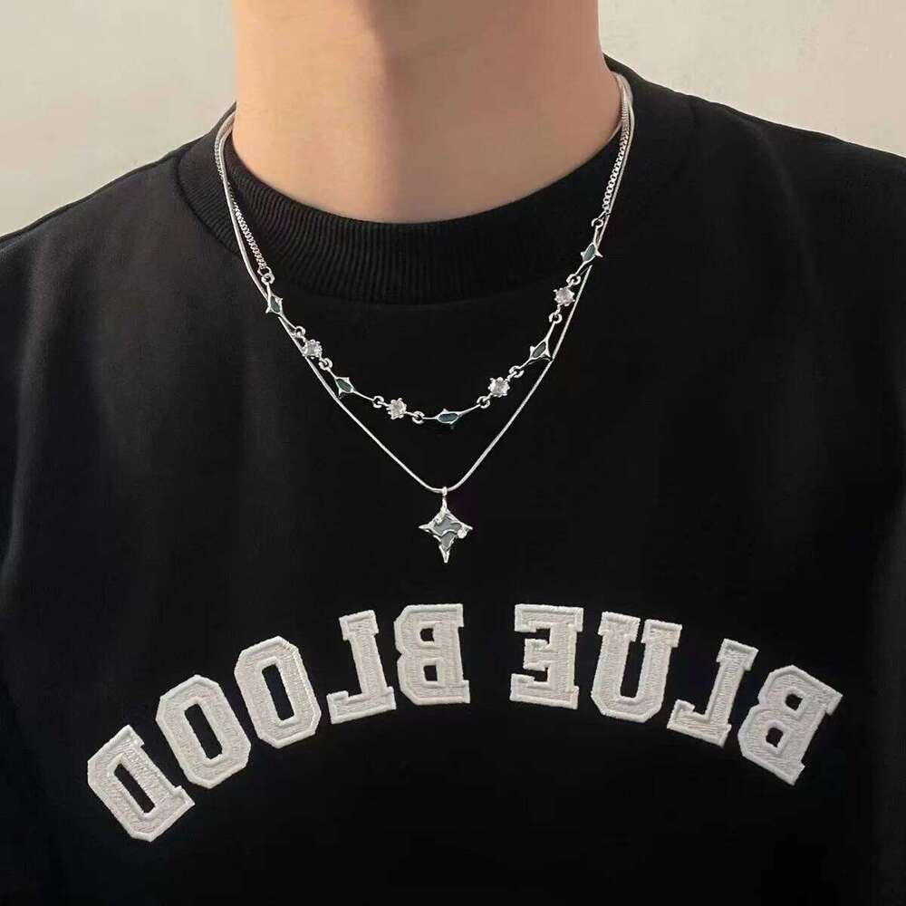 Molten Liquid Metal Star Rhinestone Stainless Steel Chain Necklace For Women Egirl Trend Aesthetic Choker Y2K Jewelry H260312