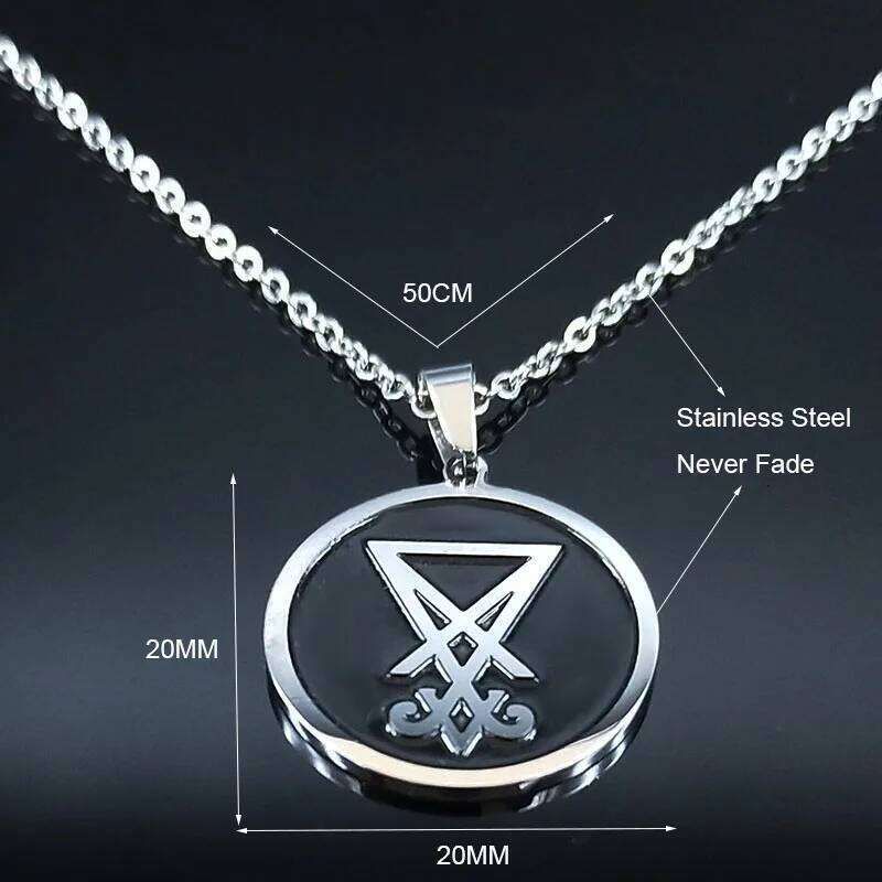 2024 Sigil Church Satan Stainless Steel Men Seal of Lucifer LaVey Hidden Devil Necklace Jewelry collares N2036S03 H260312