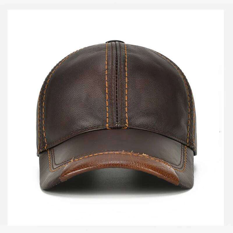 Men Cowhide Earlap Caps Male Fall Winter 100% Cow Hats New Casual Real Leather Outdoor Baseball Cap Z260313