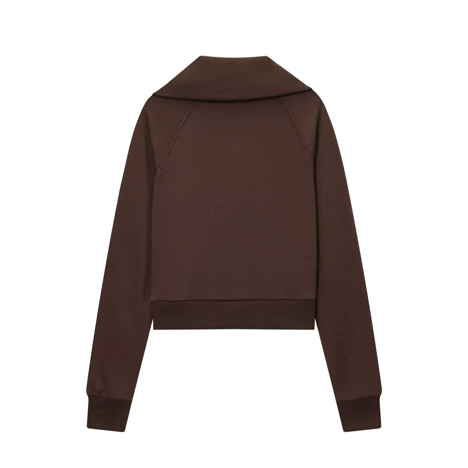 PRINTKAOIR 2026 Spring New Womens Casual Lapel Long-Sleeved Zipper Fleece Jacket High-Waisted Terry Flared Trousers M260313