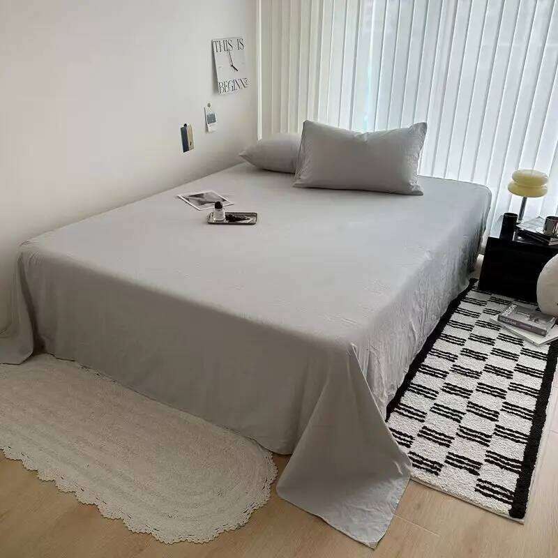 Washed Cotton Solid Color four Piece Set bed sheet 1 duvet cover 2 pillowcases H260312 - view 3